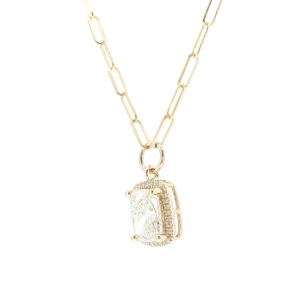 2ct Lab Grown Elongated Cushion Halo Pendant in 14K Yellow Go Image 2 Bryan Jewelry Prattville, AL