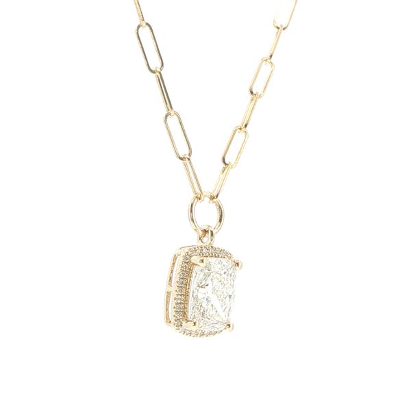 2ct Lab Grown Elongated Cushion Halo Pendant in 14K Yellow Go Image 4 Bryan Jewelry Prattville, AL