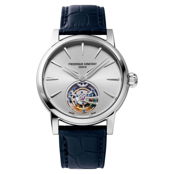 Frederique Constant Classic Tourbillon Manufacture Silver Dial Blue Leather Strap Watch 39mm Carats Mcallen, TX