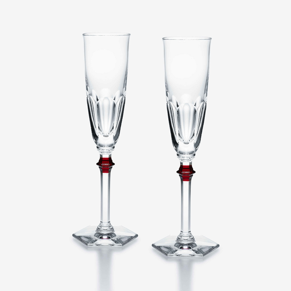 Baccarat Harcourt Eve Flute (Noos) Red Knob, Set/2 Carats Mcallen, TX