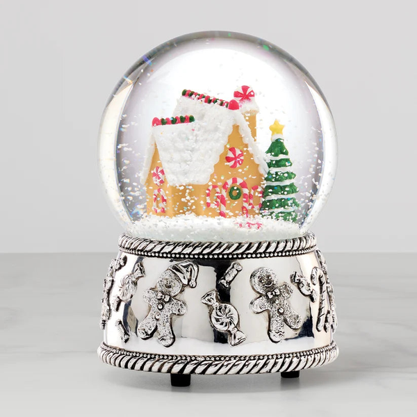 Winter Traditions Gingerbread House Silverplate Musical Snow Globe Carats Mcallen, TX