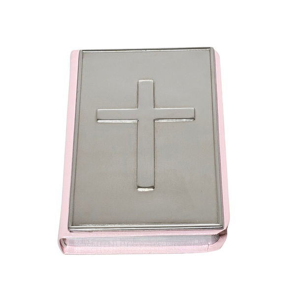 Pink Child's Size New Testament Bible With Engravable Pewter Cross Cover Carats Mcallen, TX