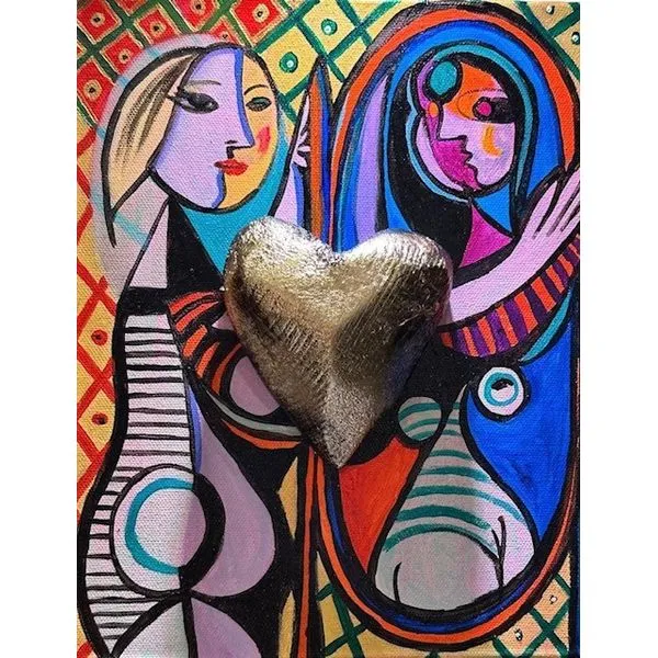 Dania's Golden Heart art inspired in famous masterpieces Carats Mcallen, TX