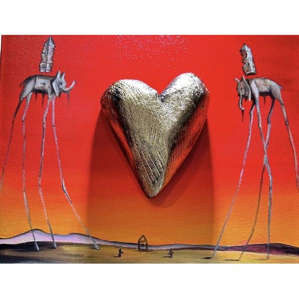 Dania's Golden Heart art inspired in famous masterpieces Carats Mcallen, TX