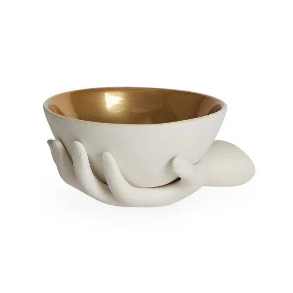 Jonathan Adler Eve Accent Bowl- White/Gold Image 3 Carats Mcallen, TX