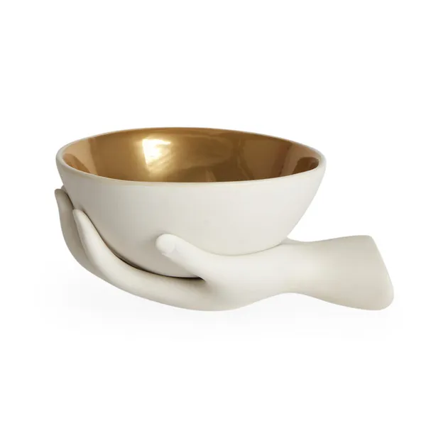 Jonathan Adler Eve Accent Bowl- White/Gold Carats Mcallen, TX