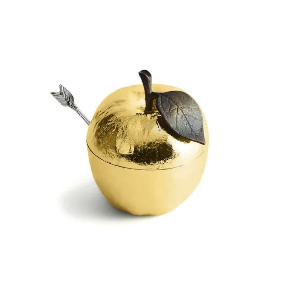Michael Aram Apple Honey Pot with Spoon Nickelplate Carats Mcallen, TX