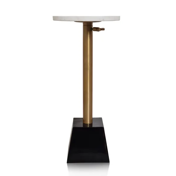 Style Craft Dann Foley Lifestyle Drink Table with Black Base Brushed Bronze Metal and White Marble Top Carats Mcallen, TX