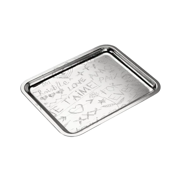 CHRISTOFLE GRAFFITI Silver-Plated Rectangular Tray - 8 x 6 in Image 2 Carats Mcallen, TX