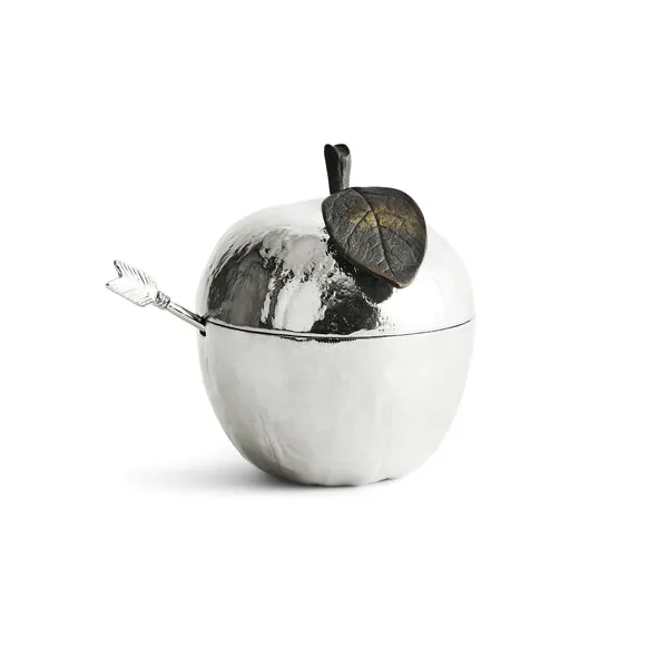 Michael Aram Apple Honey Pot w/Spoon Nickelplate Carats Mcallen, TX
