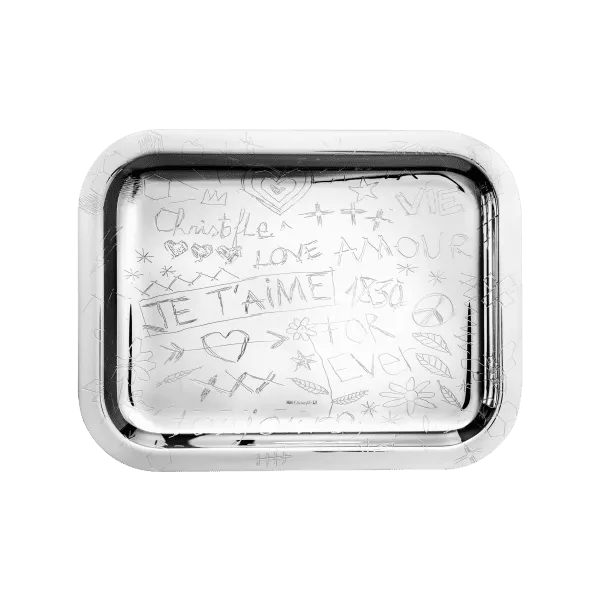 CHRISTOFLE GRAFFITI Silver-Plated Rectangular Tray - 10 x 8 in Carats Mcallen, TX