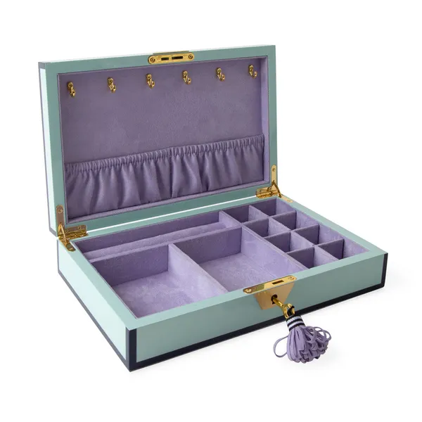 Jonathan Adler Le Wink Lacquer Jewelry Box-Ice Blue/Lavender Image 2 Carats Mcallen, TX