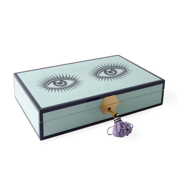 Jonathan Adler Le Wink Lacquer Jewelry Box-Ice Blue/Lavender Carats Mcallen, TX