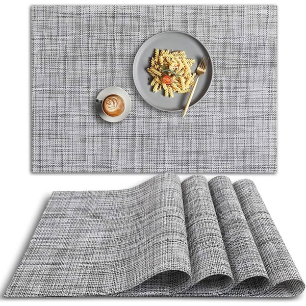 Indoor/Outdoor Grey Woven Placemat (Set of 4) Carats Mcallen, TX