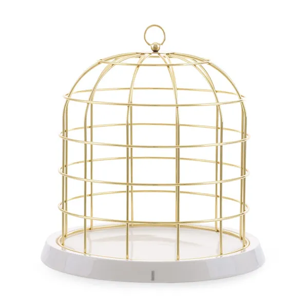 Twitable Gold Metal Birdcage with Porcelain Base Carats Mcallen, TX