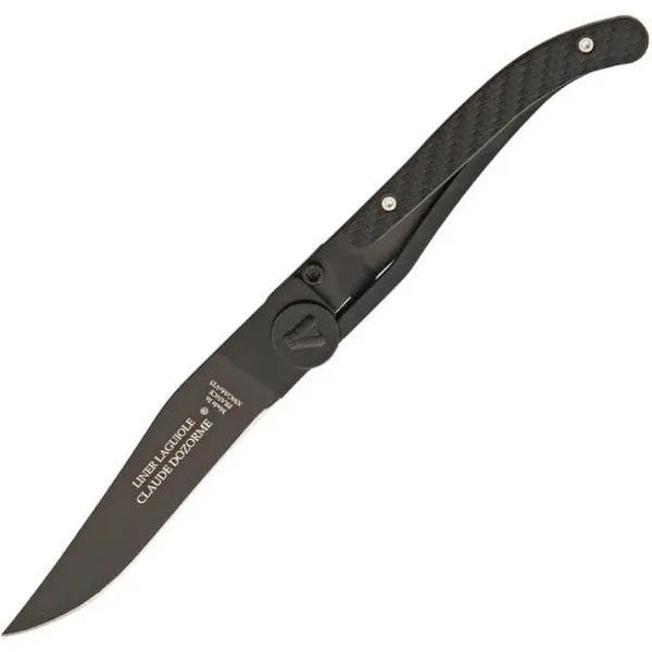 CLAUDE DOZORME Laguiole Liner Lock Pocket Pnife Plack Plade Pig Size Black Horn Handle Carats Mcallen, TX