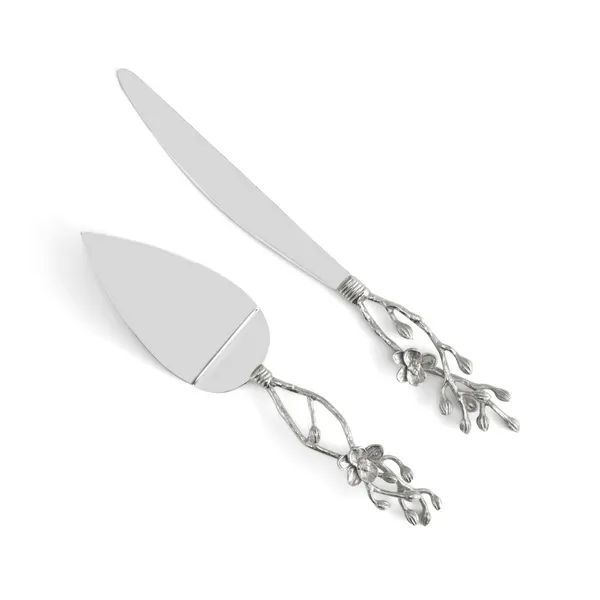 White Orchid Wedding Cake Knife & Server Set Carats Mcallen, TX
