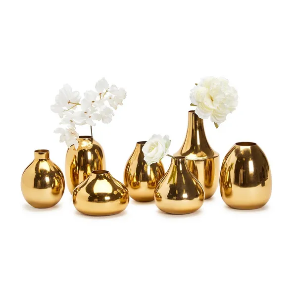 Golden Array Set of 7 Gold-Plated Nickel Vases Image 2 Carats Mcallen, TX