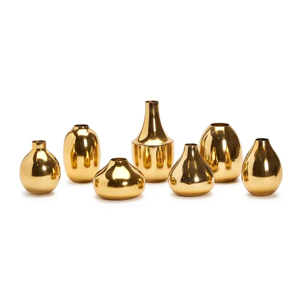 Golden Array Set of 7 Gold-Plated Nickel Vases Carats Mcallen, TX