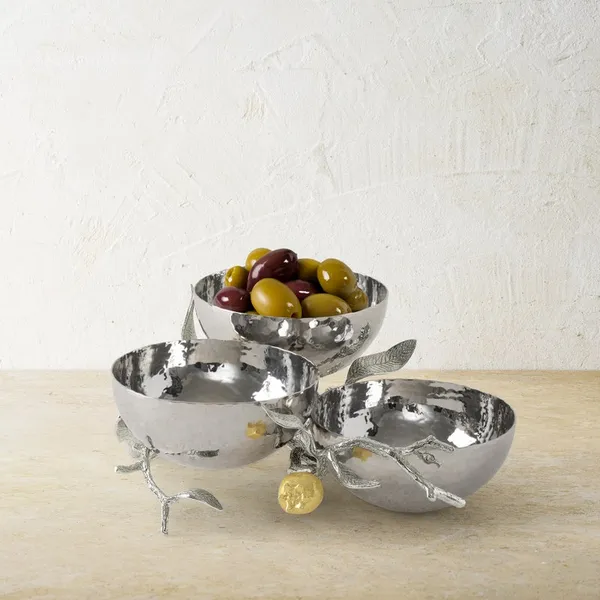 Michael Aram Pomegranate Silver & Gold Triple Bowl Image 2 Carats Mcallen, TX