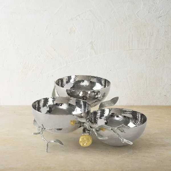 Michael Aram Pomegranate Silver & Gold Triple Bowl Carats Mcallen, TX