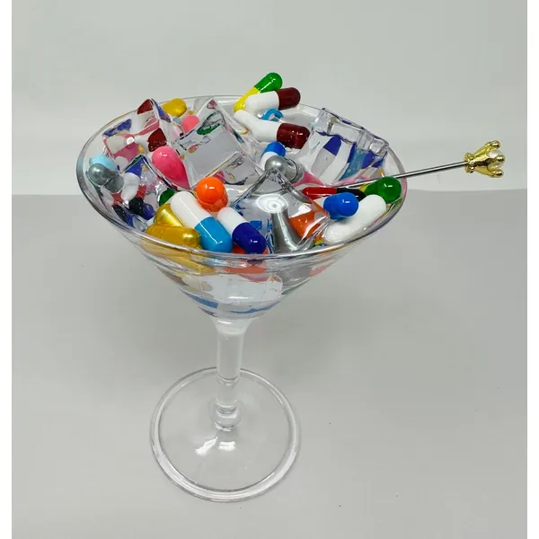 Resinate By KS Drink Your Meds Pill Martini Glass Image 3 Carats Mcallen, TX
