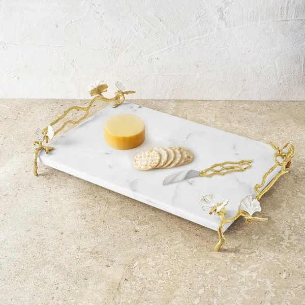 Michael Aram Butterfly Ginkgo Gold Cheese Board with Spreader Image 3 Carats Mcallen, TX