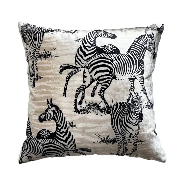 22x22 Square Pillow with a printed ivory ground and zebra print Carats Mcallen, TX