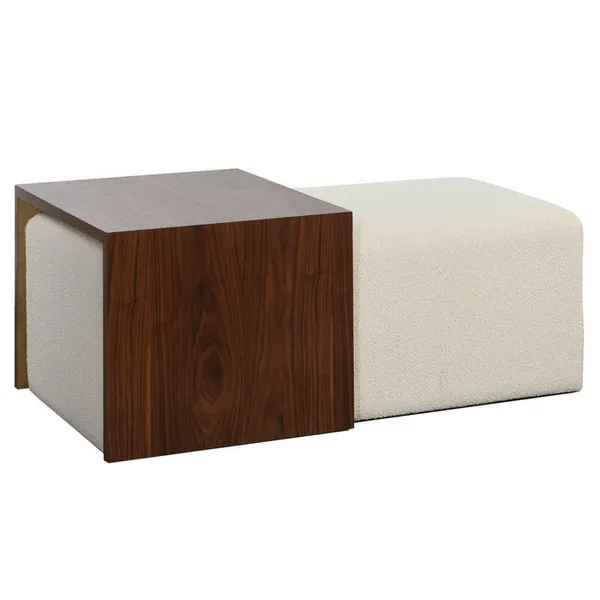 Style Craft Ivory & Walnut Two Piece Ottoman with rolling Wood Bridge on Hidden Casters 22x46x19 Carats Mcallen, TX
