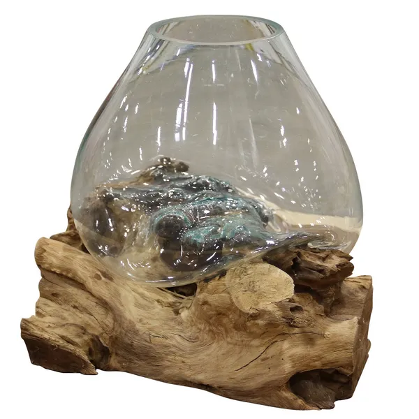 Harp & Finial Bali Natural Glass Bowl Glass on Natural Root Carats Mcallen, TX