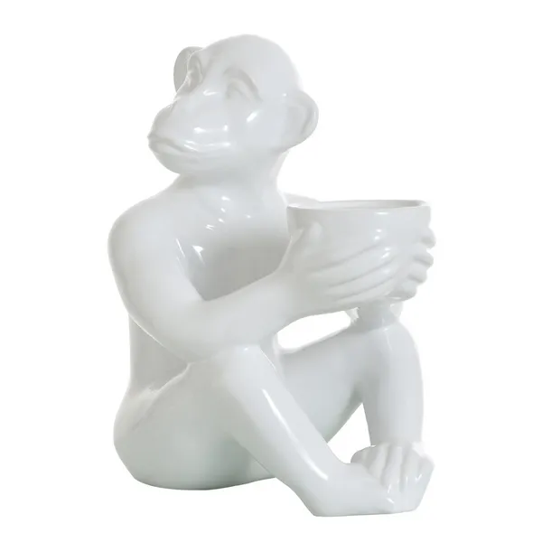 Harp & Finial Jane Chimp Candle Holder White Finish on Ceramic Carats Mcallen, TX