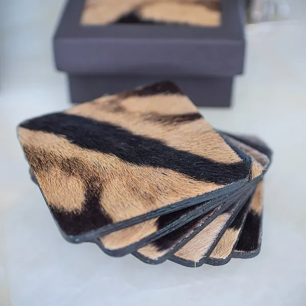 Zebra Hide Coasters w/ Tie (s/6) Image 2 Carats Mcallen, TX