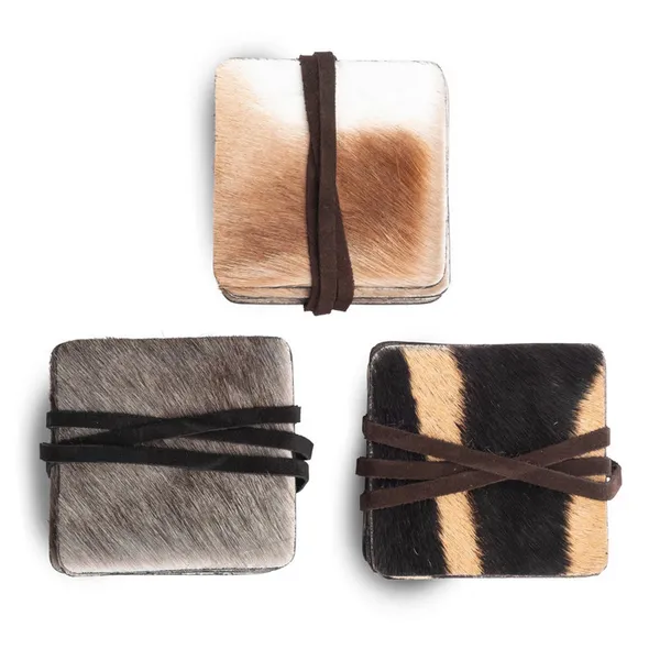Zebra Hide Coasters w/ Tie (s/6) Image 3 Carats Mcallen, TX
