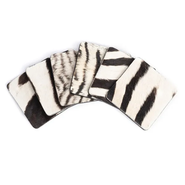 Zebra Hide Coasters w/ Tie (s/6) Carats Mcallen, TX