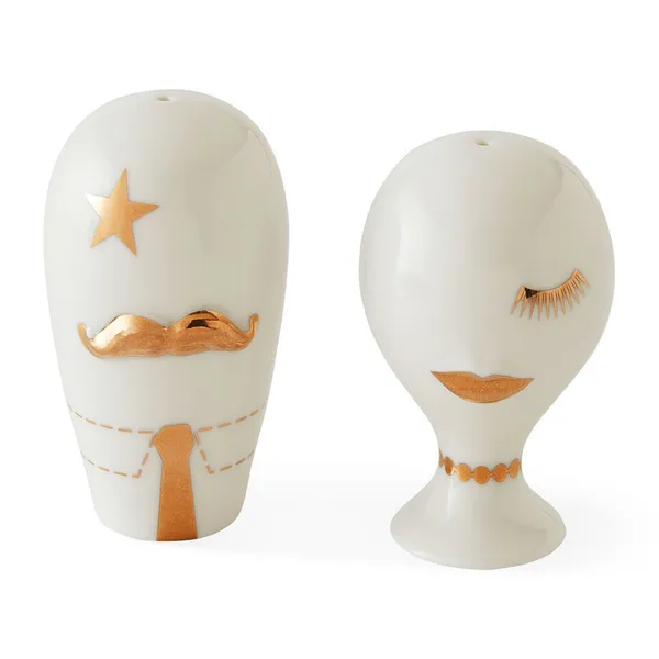 Jonathan Adler Gilded Mr. & Mrs. Muse Salt & Pepper Set Carats Mcallen, TX