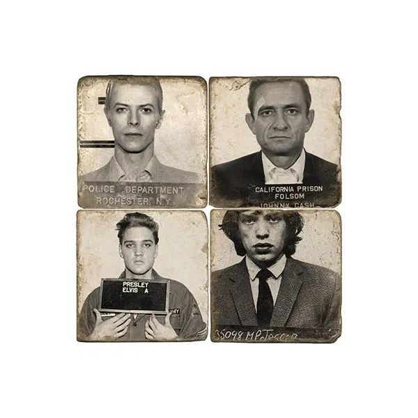 MUGSHOT I - TUMBLED MARBLE COASTERS SET/4 Carats Mcallen, TX