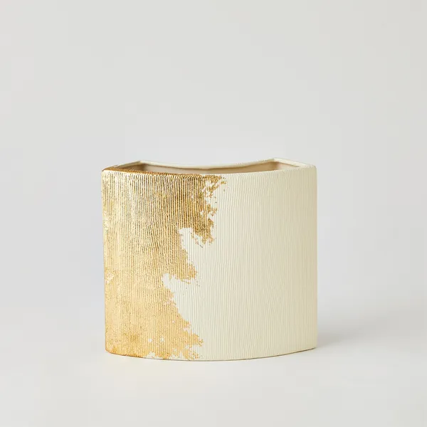 Splashy Gold Leaf Vase-Sm Carats Mcallen, TX