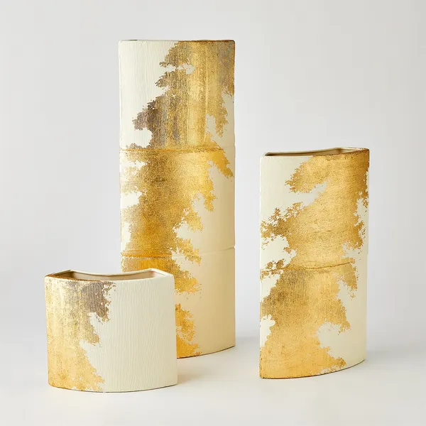 Splashy Gold Leaf Vase-Med Image 2 Carats Mcallen, TX