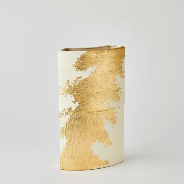 Splashy Gold Leaf Vase-Med Carats Mcallen, TX