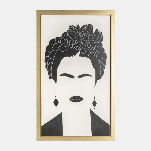 35x59 Hand Painted Frida Portrait Black/White Carats Mcallen, TX