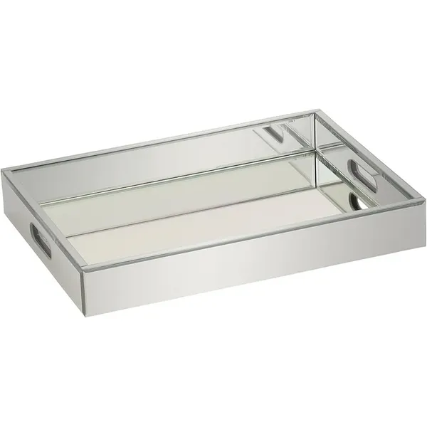 Silver Wooden Mirrored Living Room Decor Tray Carats Mcallen, TX