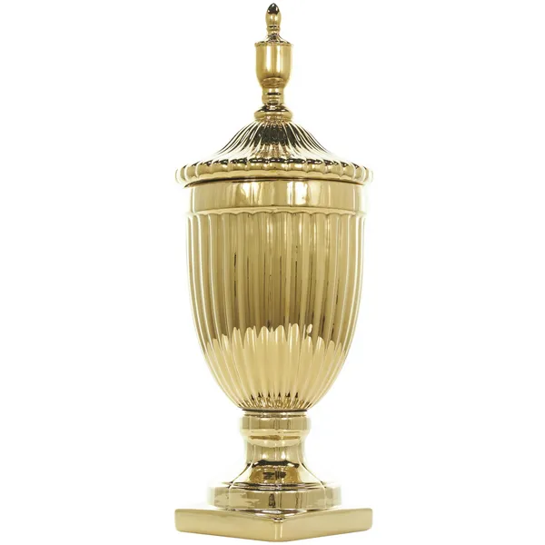 Gold Ceramic Tall Living Room Decorative Jars with Grooves and Lid Carats Mcallen, TX