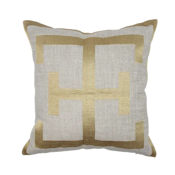 LINEN LOGO - GOLD VELVET PILLOW WITH METALLIC EMBROIDERY INCLUDES DOWN INSERT 22X22 Carats Mcallen, TX