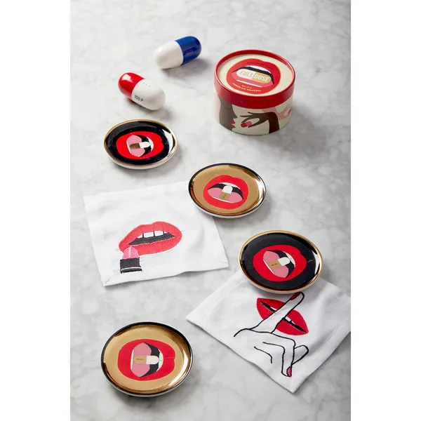 Jonathan Adler Cocktail Napkin Set of 4-Lips Image 2 Carats Mcallen, TX