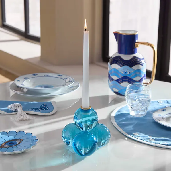 Jonathan Adler Globo Candle Holder-Blue Image 2 Carats Mcallen, TX