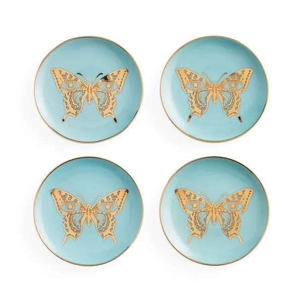 Jonathan Adler Mariposa Coasters-Set of 4-Blue/Gold Carats Mcallen, TX