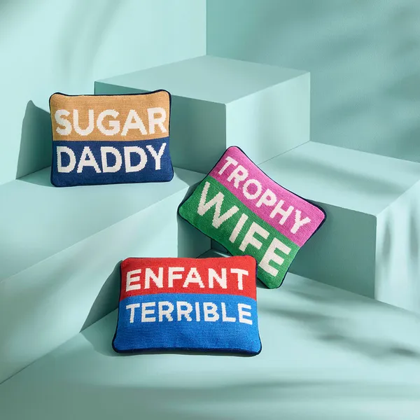 Jonathan Adler US Kit Personality Suggar Daddy Needlepoint Pillow Image 2 Carats Mcallen, TX