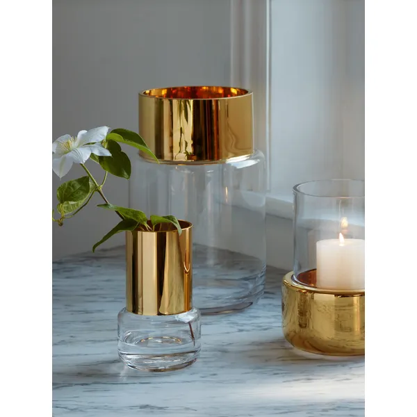 Aurum Lantern/Vase H7.75in Clear/Gold Image 3 Carats Mcallen, TX