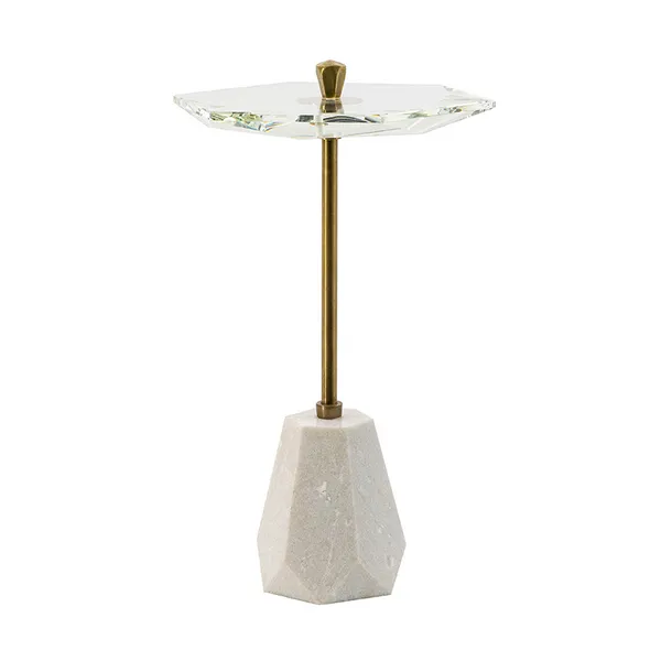 Marble Base Side Table with Unique Glass Tabletop Carats Mcallen, TX