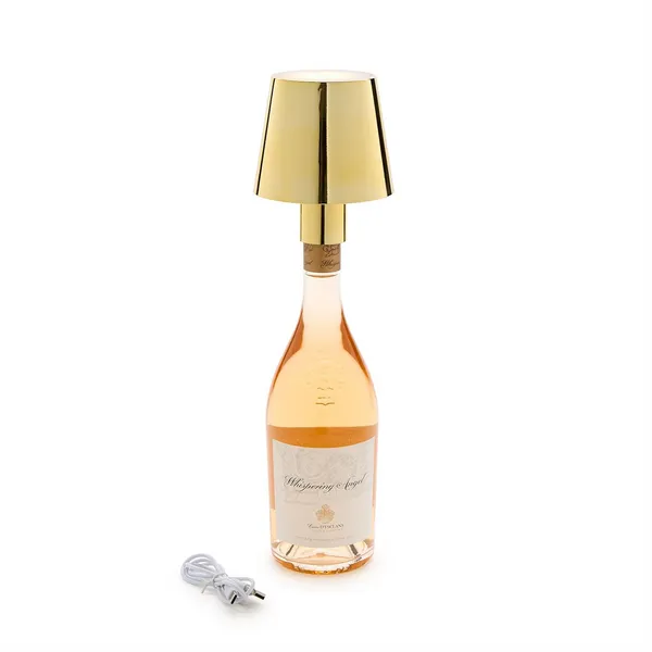 LED Portable Cordless Gold Lampshade Bottle Lamp with Stopper Image 3 Carats Mcallen, TX